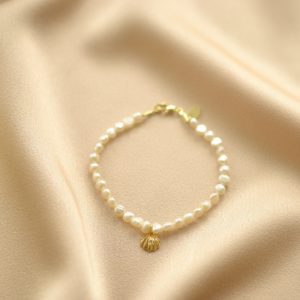 pulsera perlas mini concha y circonitas
